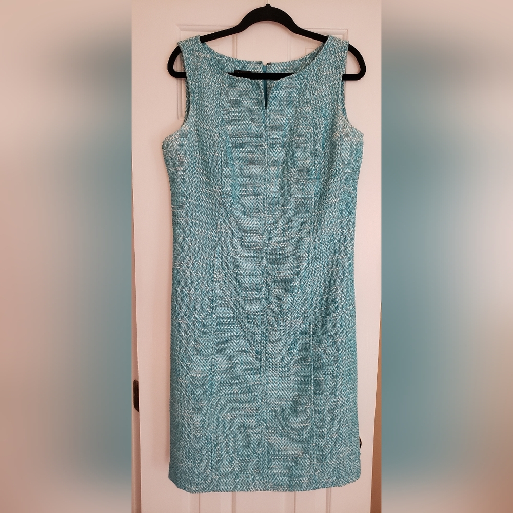 Talbots Aqua Tweed Sheath Dress